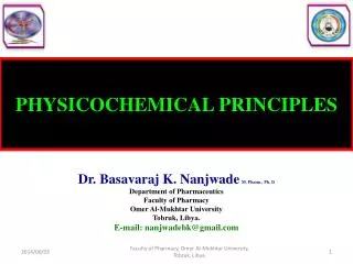 PHYSICOCHEMICAL PRINCIPLES