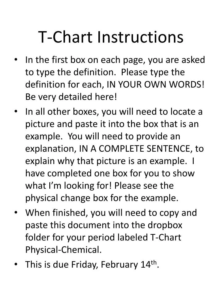 t chart instructions