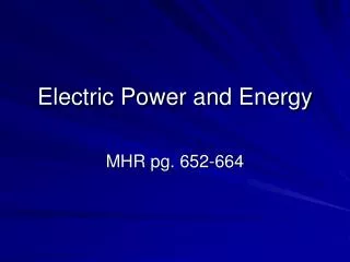 Electric Power and Energy