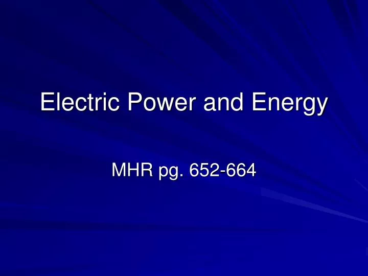 electric power and energy