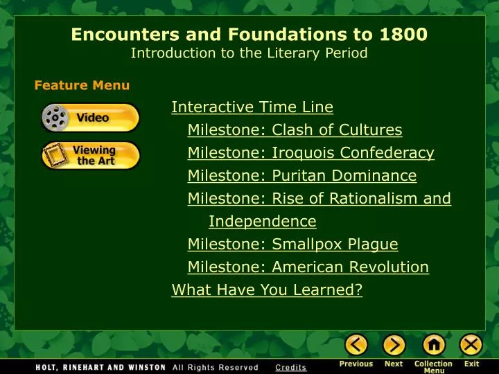 encounters and foundations to 1800 introduction to the literary period