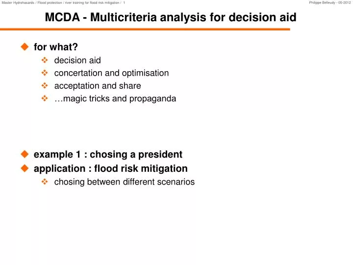 mcda multicriteria analysis for decision aid