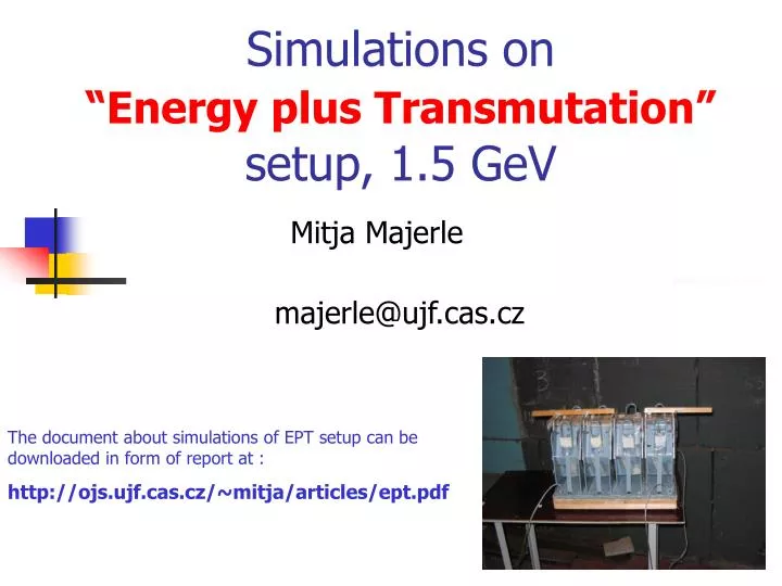 simulations on energy plus transmutation setup 1 5 gev