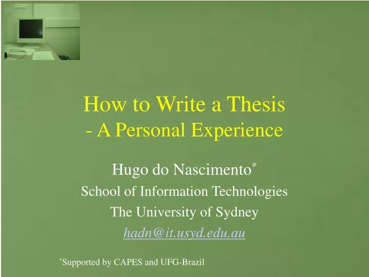 how to write a thesis a personal experience