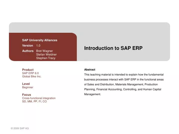 introduction to sap erp