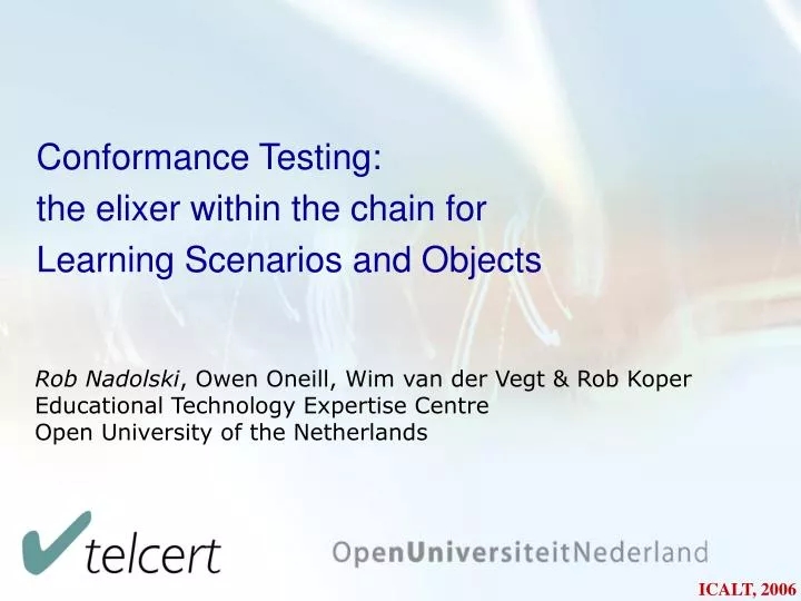 conformance testing the elixer within the chain for learning scenarios and objects