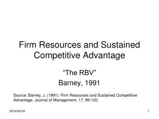 Firm Resources and Sustained Competitive Advantage