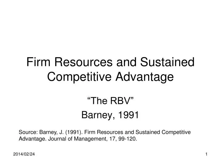 firm resources and sustained competitive advantage