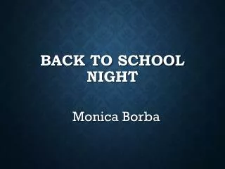 Back to School Night