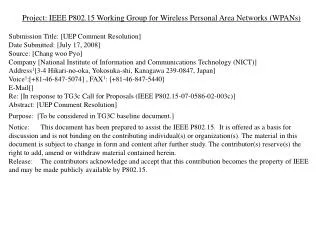 Project: IEEE P802.15 Working Group for Wireless Personal Area Networks (WPANs)