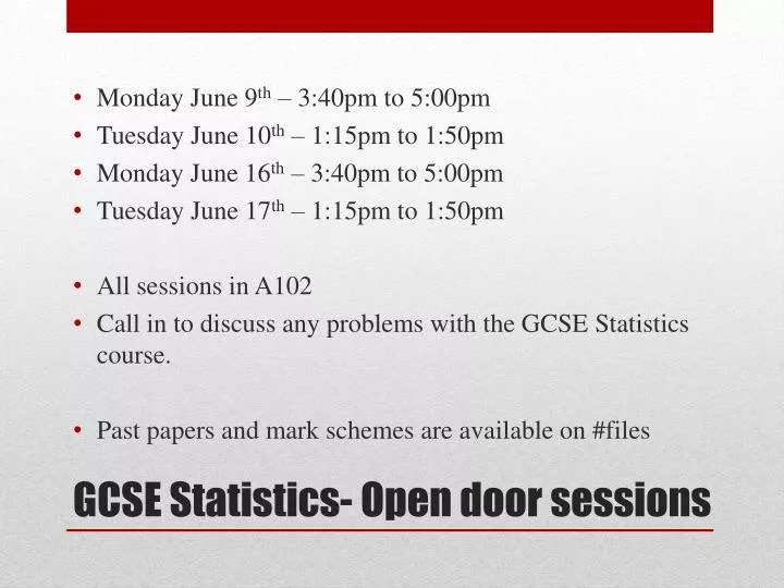gcse statistics open door sessions