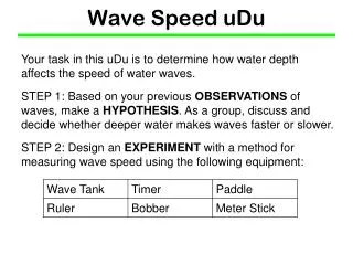 Wave Speed uDu