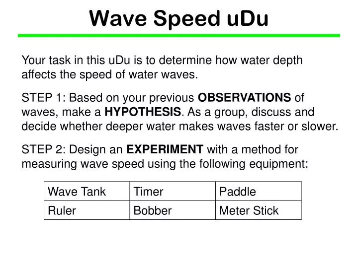 wave speed udu