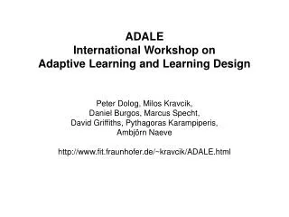 ADALE International Workshop on Adaptive Learning and Learning Design