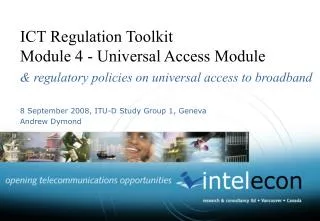 ICT Regulation Toolkit Module 4 - Universal Access Module