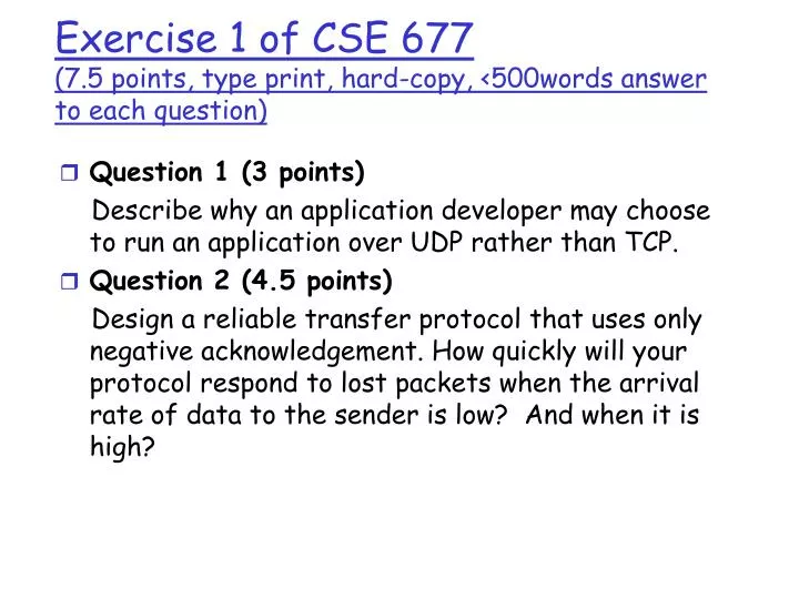 exercise 1 of cse 677 7 5 points type print hard copy 500words answer to each question