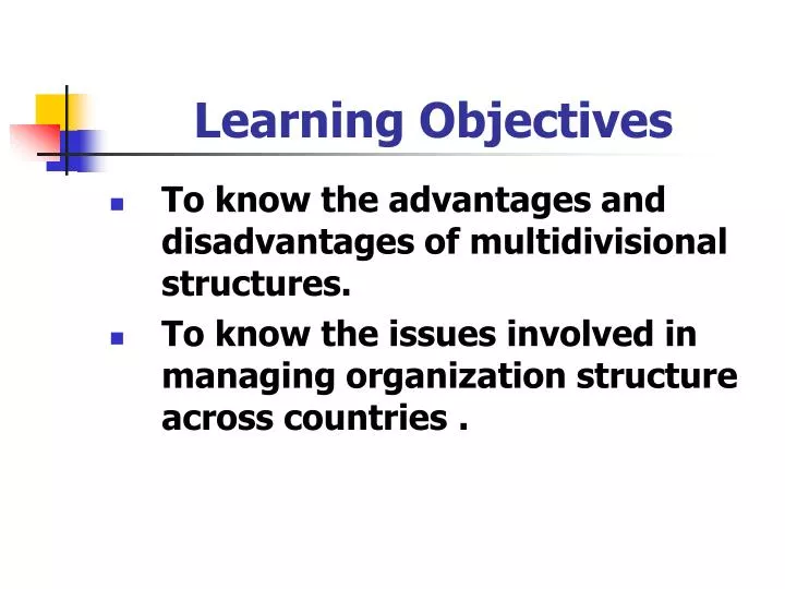 learning objectives