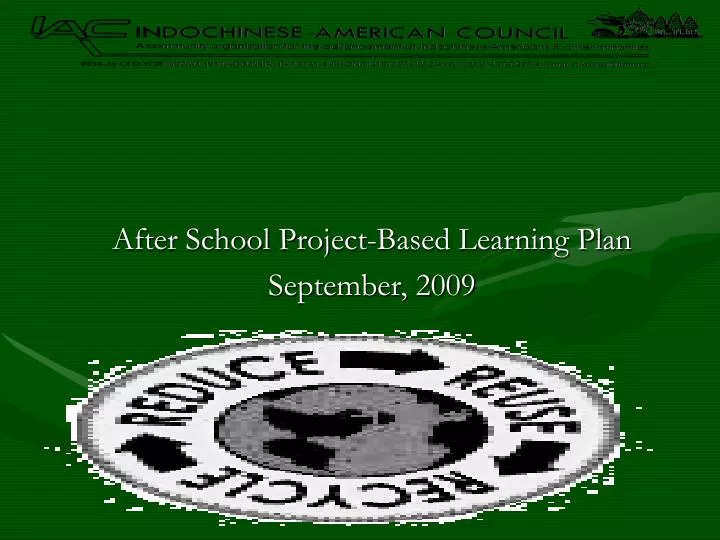 after school project based learning plan september 2009