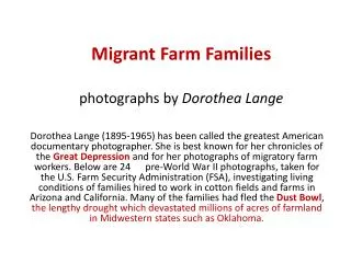 Migrant Farm Families photographs by Dorothea Lange
