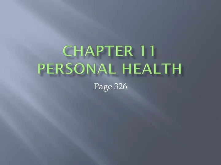 chapter 11 personal health