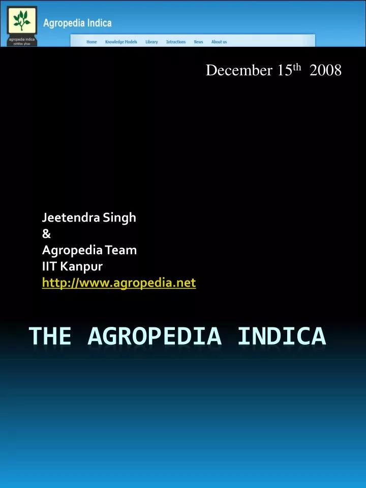 jeetendra singh agropedia team iit kanpur http www agropedia net