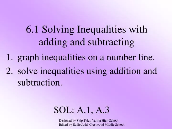 6 1 solving inequalities with adding and subtracting