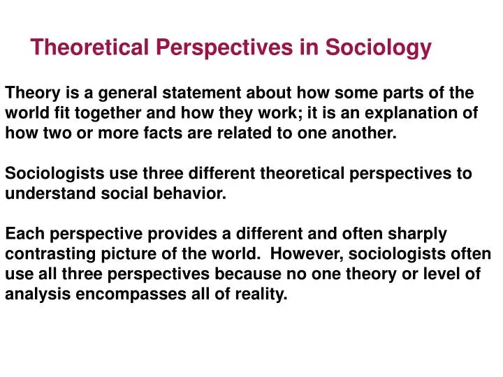 theoretical perspectives in sociology