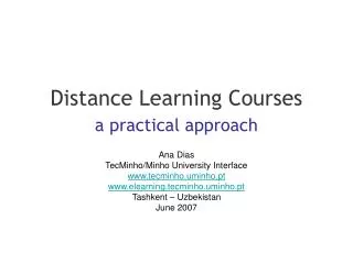 Distance Learning Courses a practical approach