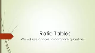 Ratio Tables