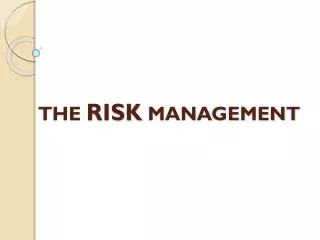 THE RISK MANAGEMENT