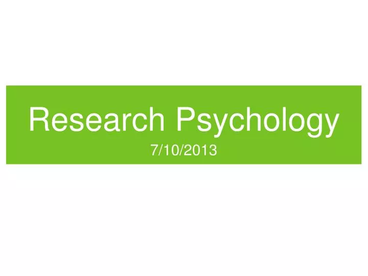 research psychology