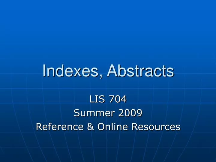 indexes abstracts