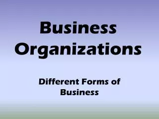 Business Organizations