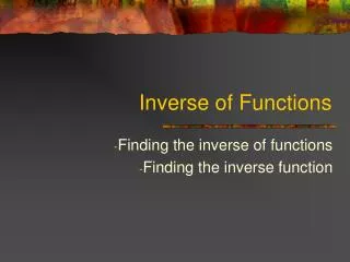 Inverse of Functions