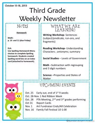 Third Grade Weekly Newsletter