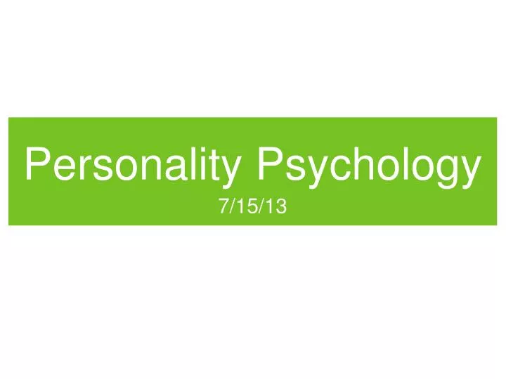 personality psychology