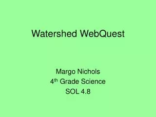 Watershed WebQuest