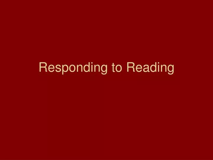 responding to reading
