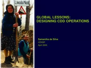 GLOBAL LESSONS: DESIGNING CDD OPERATIONS