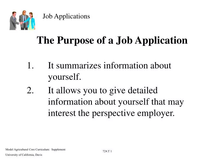 the purpose of a job application
