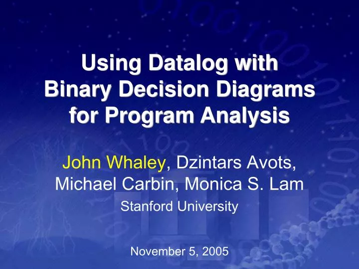 using datalog with binary decision diagrams for program analysis