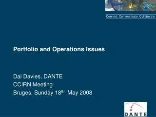 Portfolio and Operations Issues