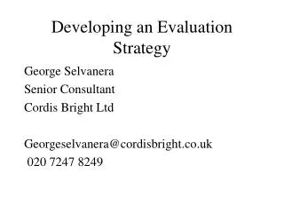 Developing an Evaluation Strategy