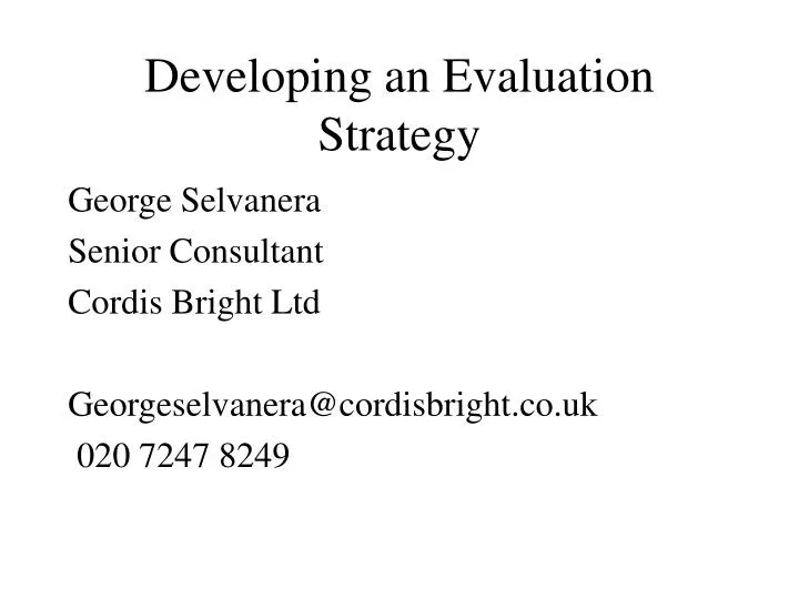 developing an evaluation strategy
