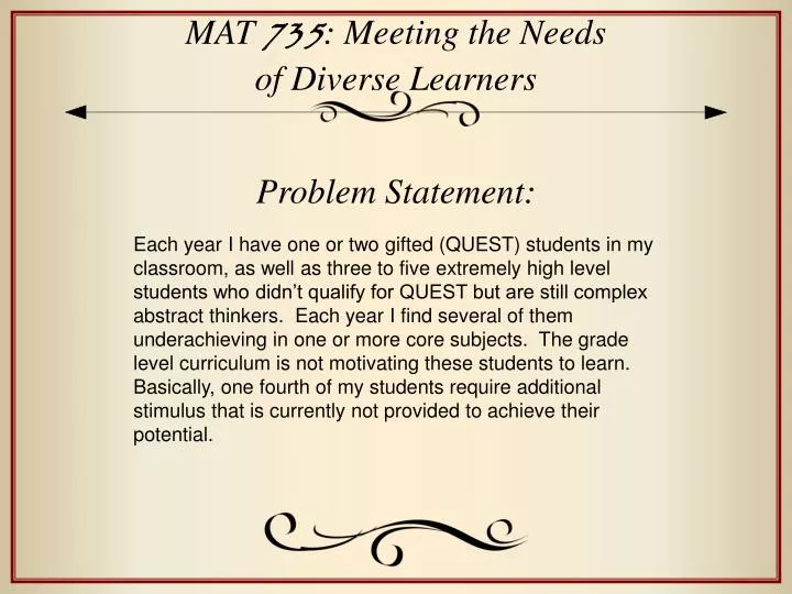 mat 735 meeting the needs of diverse learners