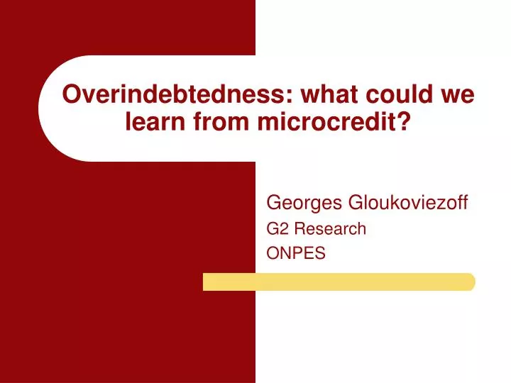 overindebtedness what could we learn from microcredit