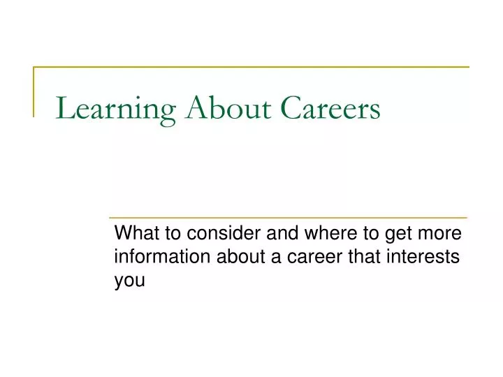 learning about careers