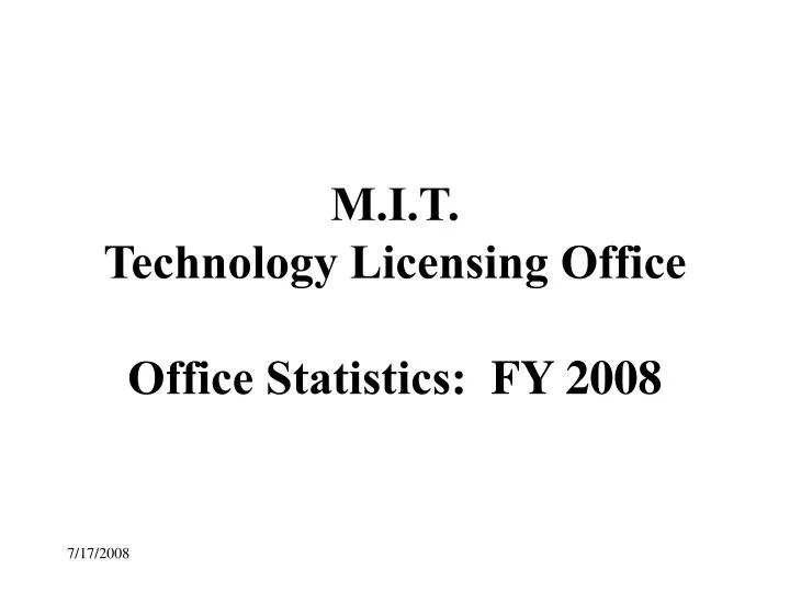 m i t technology licensing office office statistics fy 2008