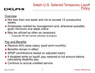 Delphi U.S. Salaried Temporary Layoff Policy
