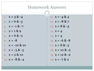 Homework Answers